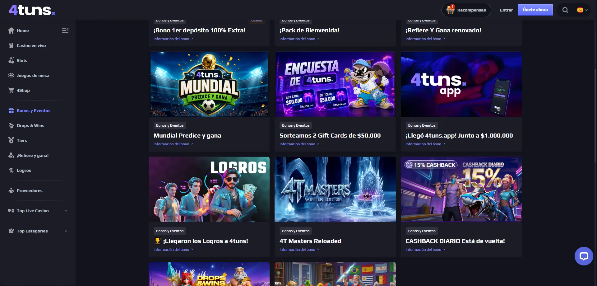 4tuns Casino bono de bienvenida Chile &ndash; hasta $2,000 USD